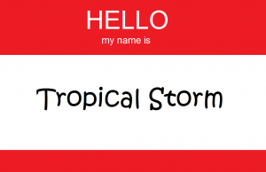 Red Hello Name Tag - Tropical Storm